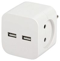 Разветвитель электрический SP-2-USB-W на 2 розетки 220В+ 2xUSB 2400мА без заземл 10А бел. | код. Б0049531 | Эра