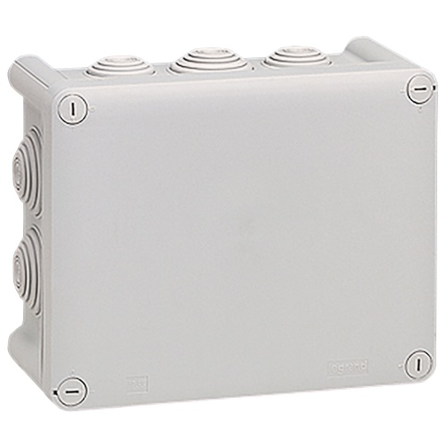 Коробка прямоугольная - 180x140x86 - Программа Plexo - IP 55 - IK 07 - серый - 10 кабельных вводов - 750 °C | код 092052 | Legrand