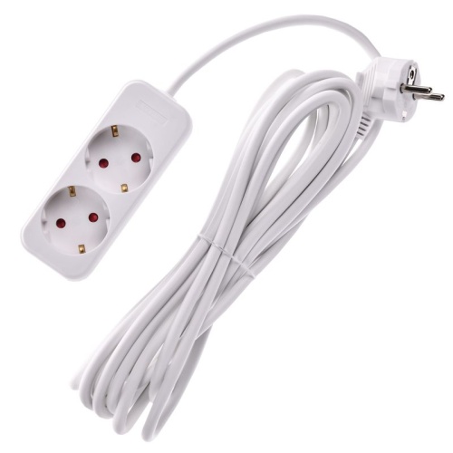 UMA Удлинитель У02 2 места 2P+PE 5м 3х1мм2 10А белый IEK | код UM-YP10-10-02-05-Z-K01 | IEK