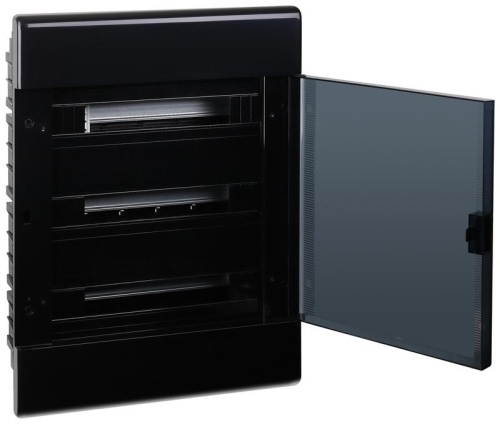 Щит распределительный встраиваемый на 54 модуля с дверцей черный IP41 (ЩРв-П-54) | код 68154Ч | Ruvinil