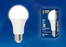 Лампа светодиодная LED-A60-10Вт 4000К E27 PS PLS10WH с датчиком освещенности. Форма A, матовая. Белый свет (4000K). Картон. ТМ Uniel | код UL-00005710| UNIEL