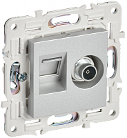 SKANDY Роз. двойная TV+RJ45 кат.5E SK-A14S сереб. IEK | код SK-AK20-1-K23 | IEK