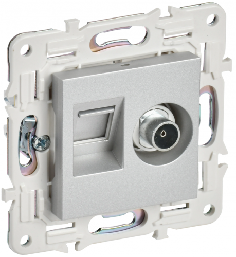 SKANDY Роз. двойная TV+RJ45 кат.5E SK-A14S сереб. IEK | код SK-AK20-1-K23 | IEK