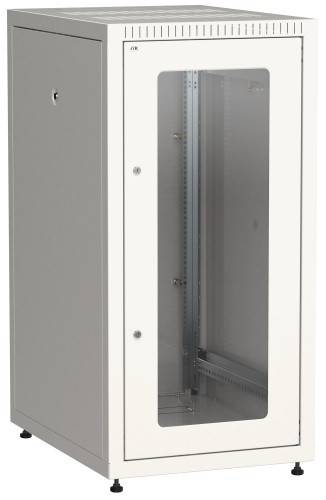 ITK Шкаф сетевой напольный LINEA E 24U 600х800мм стеклянная передняя дверь задняя металлическая серый | код LE35-24U68-GM | IEK