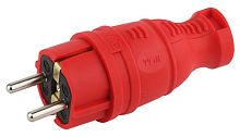 Вилка каучуковая з/з прямая 16А IP44 красн. V8-RED-IP44 | Код. Б0044547 | ЭРА