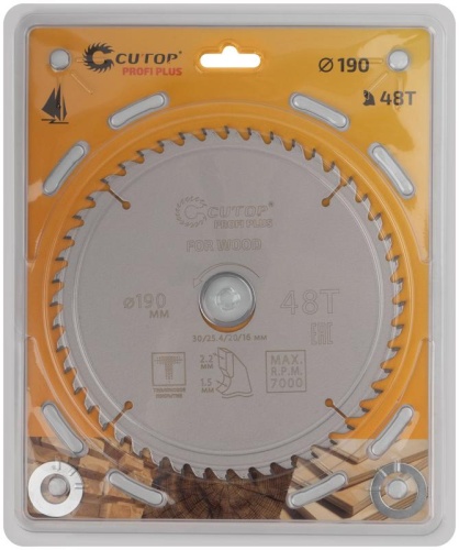 Диск пильный по дереву с тефлоновым покрытием 48Т, Profi plus, 190x1,5/2,2x30/25,4/20/16 мм | код 75-19048Т | FIT фото 2