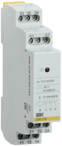 Реле промежуточное модульное OIR 3 контакта 16А 12В AC/DC | код OIR-316-ACDC12V | IEK