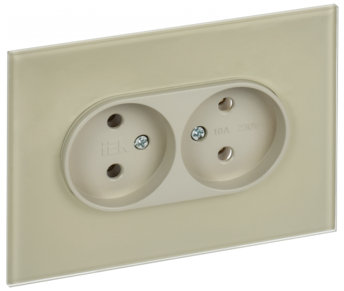 SKANDY Роз. 2-я без з/к/ш стекло 10А SK-R03B беж. IEK | код SK-R20-10-K10 | IEK