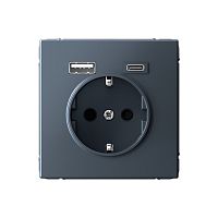 ARTGALLERY РОЗЕТКА 16А с 2 USB A+C, 5В/2,4А/3,0А, 2х5В/1,5А, механизм, ГРИФЕЛЬ | код GAL000732 | Systeme Electric