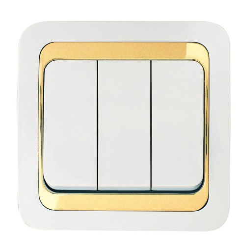 Выключатель 3-кл. Mimoza 1вх. 3вых. с зол. вставкой Makel 12291