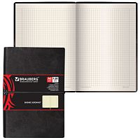 Блокнот МАЛЫЙ ФОРМАТ (100х150 мм) А6, BRAUBERG Black Jack, 128 л., гладкий кожзам, резинка, клетка, черный, 125243 | код 125243 | BRAUBERG