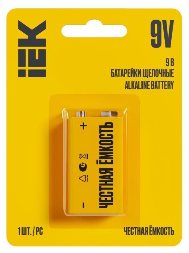 Элемент питания алкалиновый "крона" 6LR61 9В Alkaline (блист.1шт) | код ABT-6LR619V-OP-L01 | IEK