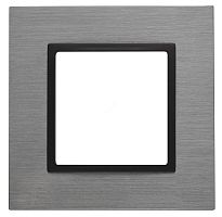 Рамка на 1 пост, металл, Эра Elegance, титан+антр, 14-5201-42 | код Б0034546 | ЭРА