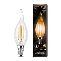 Лампа светодиодная филаментная Black Filament 11Вт свеча на ветру 2700К E14 | Код. 104801111 | Gauss