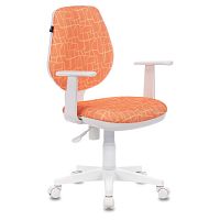 Кресло BRABIX Fancy MG-201W, с подлокотниками, пластик белый, с рисунком Giraffe | код 532407 | BRABIX