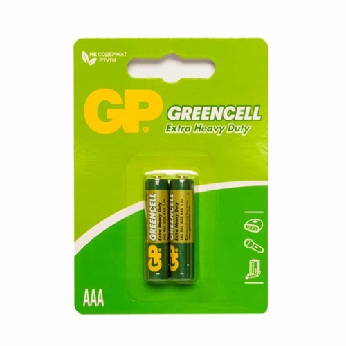 Солевые батарейки GP GreenCell 24G AAA - 2 шт. в блистре 24G-2CR2 | код 4891199000348 | GP Batteries