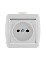Розетка 1-м ОП Ната 16А IP20 без заземл. керамика бел. LEZARD 710-0200-121