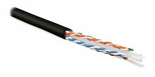 Кабель витая пара U/UTP категория 6 4 пары (23 AWG) одножильный (solid) с разделителем LSZH нг(С)-HF черный, Hyperline UUTP4-C6-S23-IN-LSZH-BK-305 (305 м) | код 251951 | Hyperline
