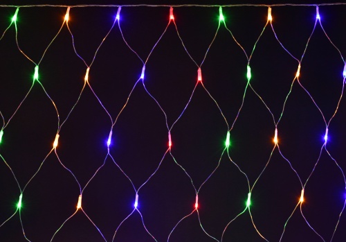 LIGHTING Гирлянда сеть 1,5х1,5м 160 светодиодов RGB IP20 прозрачный шнур 3м 230В контроллер 8 сцен | код LGDB410-3-160-L1-T-S-44 | IEK