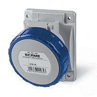 Разъем пром. силовой CEE встраиваемый наклонный, гнездо, 16A, 3P+E 9h, 200_250VAC 50/60Hz, уст. 70x87mm, IP66/IP67/IP69, серия OPTIMA | код 418.1664 | Scame