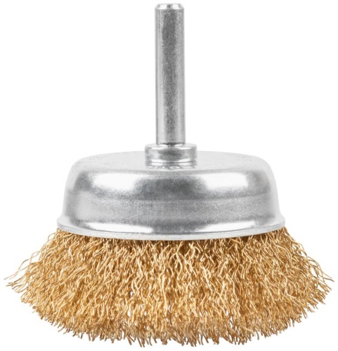 Щетка для дрели, Чашка, латунированная витая проволока 0,3 мм, 65 мм, блистер, Profi | код 82-911 | FIT фото 2