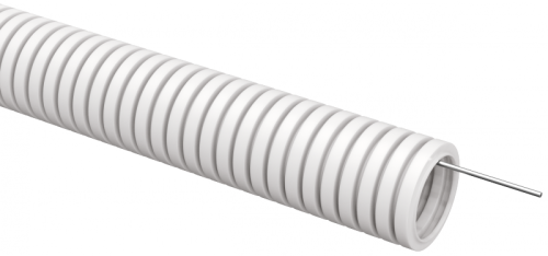 ELASTA Труба гофр. ПВХ d=40мм с зондом белая (15м) IEK | код ET-TG21-121-040-015-K01 | IEK