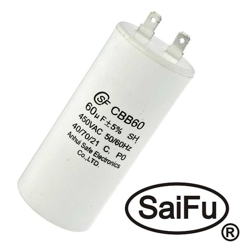 Пусковой конденсатор SAIFU CBB60, 60 мкФ, 450 В | код 102399 | Saifu