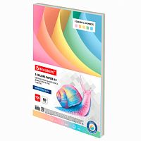 Бумага цветная BRAUBERG, А4, 80 г/м2, 100 л., (5 цветов х 20 листов), пастель, для офисной техники, 112460 | код 112460 | BRAUBERG