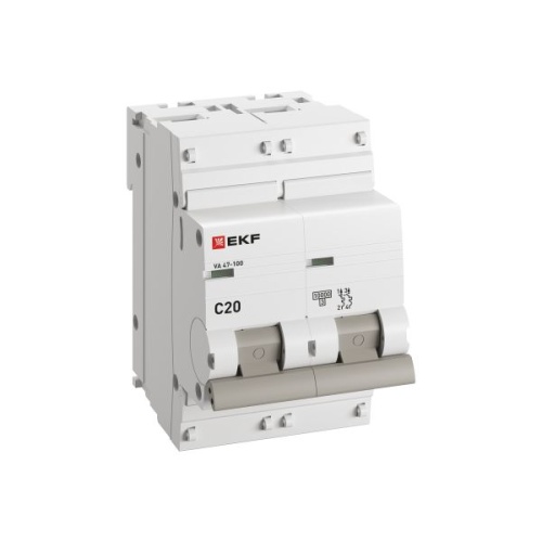 Автоматический выключатель 2P 20А (C) 10kA ВА 47-100 PROxima | код mcb47100-2-20C-pro | EKF фото 3