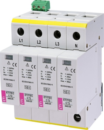 Ограничитель перенапряжения ETITEC C T2 440/20 (4+0) 4p, RC | код 002440408 | ETI