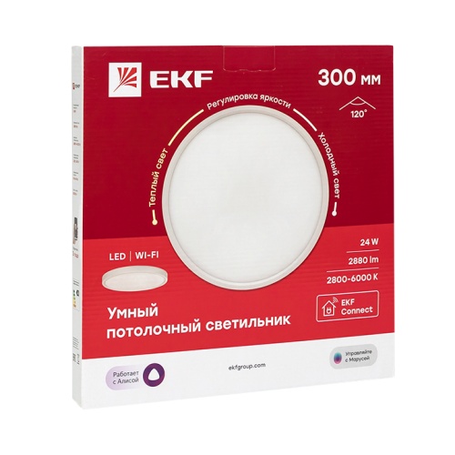 Умный потолочный светильник 300 мм 24W Connect | код sclwf-300-cct | EKF