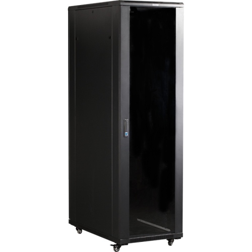 Шкаф 19 Business, 47U 600x800, черный, передняя дверь стекло, задняя дверь распашная металл | код TWT-CBB-47U-6x8-G1 | TWT