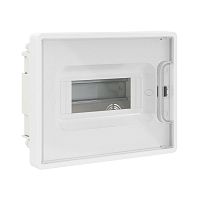 Щиток встраиваемый FRAME 8мод. с прозр. дверцей с 2 шинами PEN на 6 и 8 отверст. бел. DKC F08B1WT