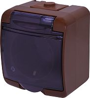 Розетка 1-я (Schuko) (коричн._дымчатая крышка) (IP44/54) RHE-1sd-KR | код 004668051 | ETI