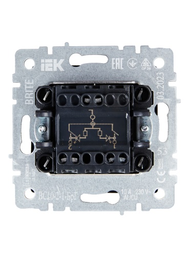 BRITE Выключатель 2-клавишный с индикацией 10А ВС10-2-1-БрГ графит | код BR-V20-1-10-K53 | IEK фото 5