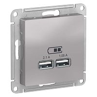 Розетка 2xUSB ATLASDESIGN, алюминий | код. ATN000333 | Schneider Electric