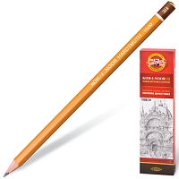Карандаш чернографитный KOH-I-NOOR 1500, 1 шт., 3H, без резинки, корпус желтый, заточенный, 150003H01170RU | код 180477 | KOH-I-NOOR