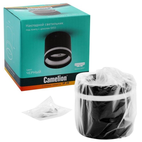 Светильник встраиваемый IP20 под лампу GX53 LGX53-02 C02 черн. Camelion 15395 фото 3