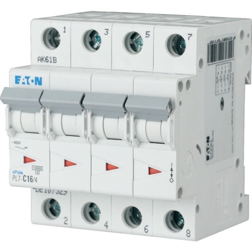 Авт. выключатель PL7-C10/4, 4P, 10A, хар-ка C, 10kA, 4M | код 165173 | EATON