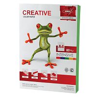 Бумага цветная CREATIVE color, А4, 80 г/м2, 100 л., интенсив зеленая, БИpr-100з | код 110508 | CREATIVE