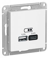 ATLASDESIGN USB РОЗЕТКА A+С, 5В/2,4А, 2х5В/1,2А, механизм, ЛОТОС | код ATN001339 | Systeme Electric