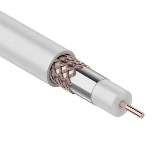 Кабель коаксиальный RG-6U RUICHI, Cu/Al/Cu, 64%, 75 Ом, бухта 100 м, белый | код 113040 | Ruichi