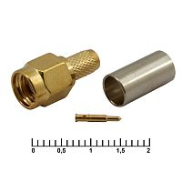 Разъём высокочастотный RUICHI SMA-C58P gold, обжимной | код 79521 | Ruichi