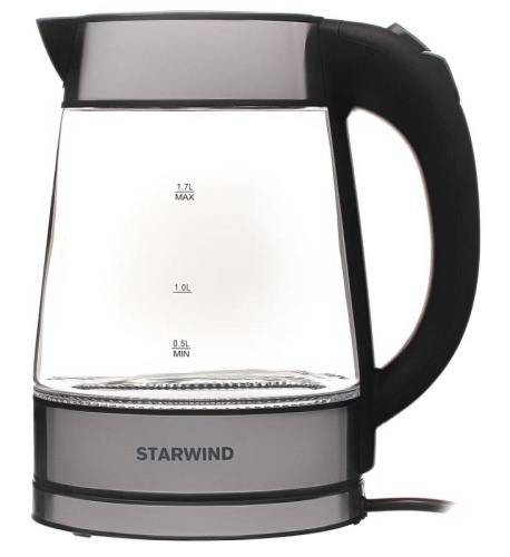 Чайник электрический Starwind SKG3311 1.7л. 2200Вт черный/серебристый корпус: стекло/металл/пластик | код 1204663 | STARWIND