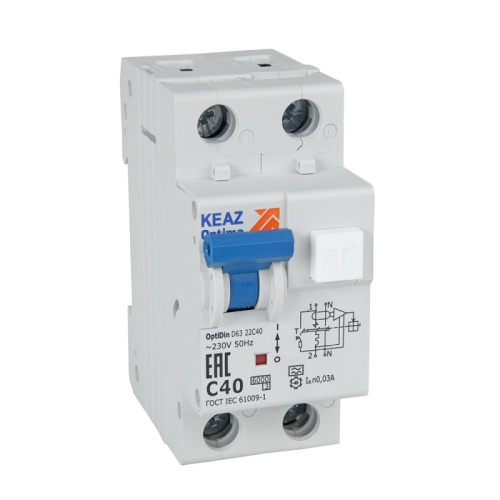 АВДТ с защитой от сверхтоков OptiDin D63-24C6-A-У3 6кА (2P, C6, 300mA) | код 333161 | КЭАЗ