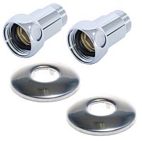 Комплект соединений для полотенцесушителя прямой гайка/штуцер 1'х1/2' хром | код 4627201607058 | ДВИН