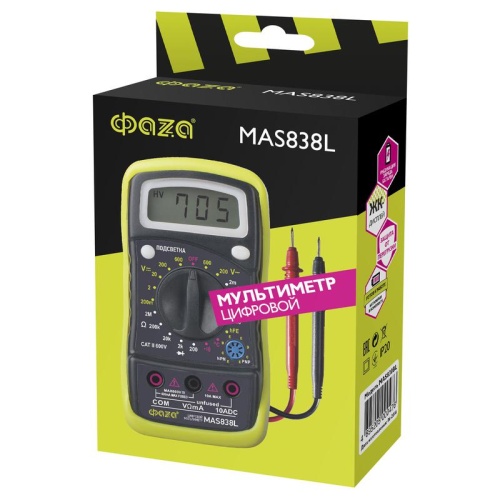 Мультиметр цифровой MAS838L ФАZА 5000513 фото 11