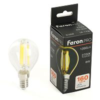Лампа светодиодная LED 8вт Е14 теплый шар FILAMENT Feron.PRO | код 51259 | Feron
