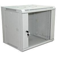 Шкаф настенный 19дюйм 6U 600х600х370мм (ШхГхВ) передняя дверь стекло боковые стенки съемные (разобранный) RAL7035 | код 04-2220 | Rexant