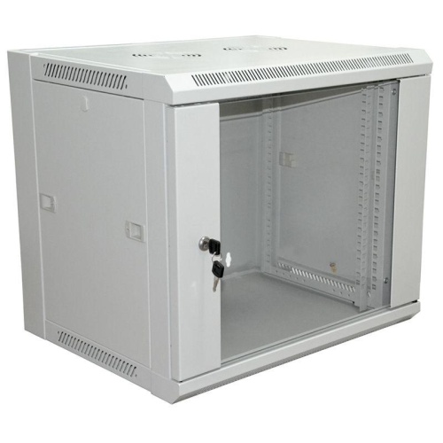 Шкаф настенный 19дюйм 6U 600х600х370мм (ШхГхВ) передняя дверь стекло боковые стенки съемные (разобранный) RAL7035 | код 04-2220 | Rexant